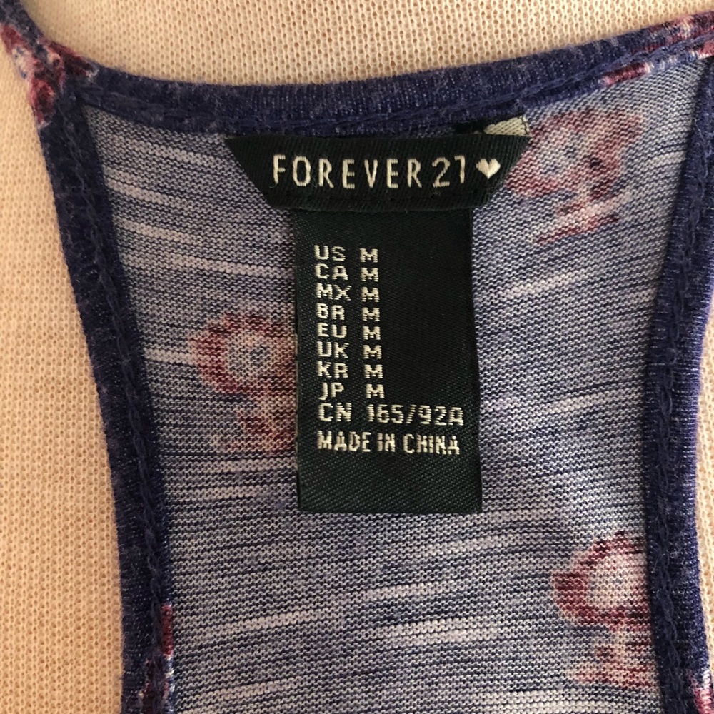 F21 Blue Floral Deco Print Crop Top - Picture 5 of 5
